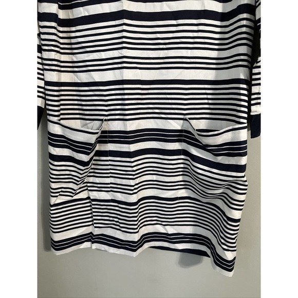 J.Crew Silk Twill Black Beige and Black Stripe Dress W/ Front Pockets, size 8 - Picture 2 of 15